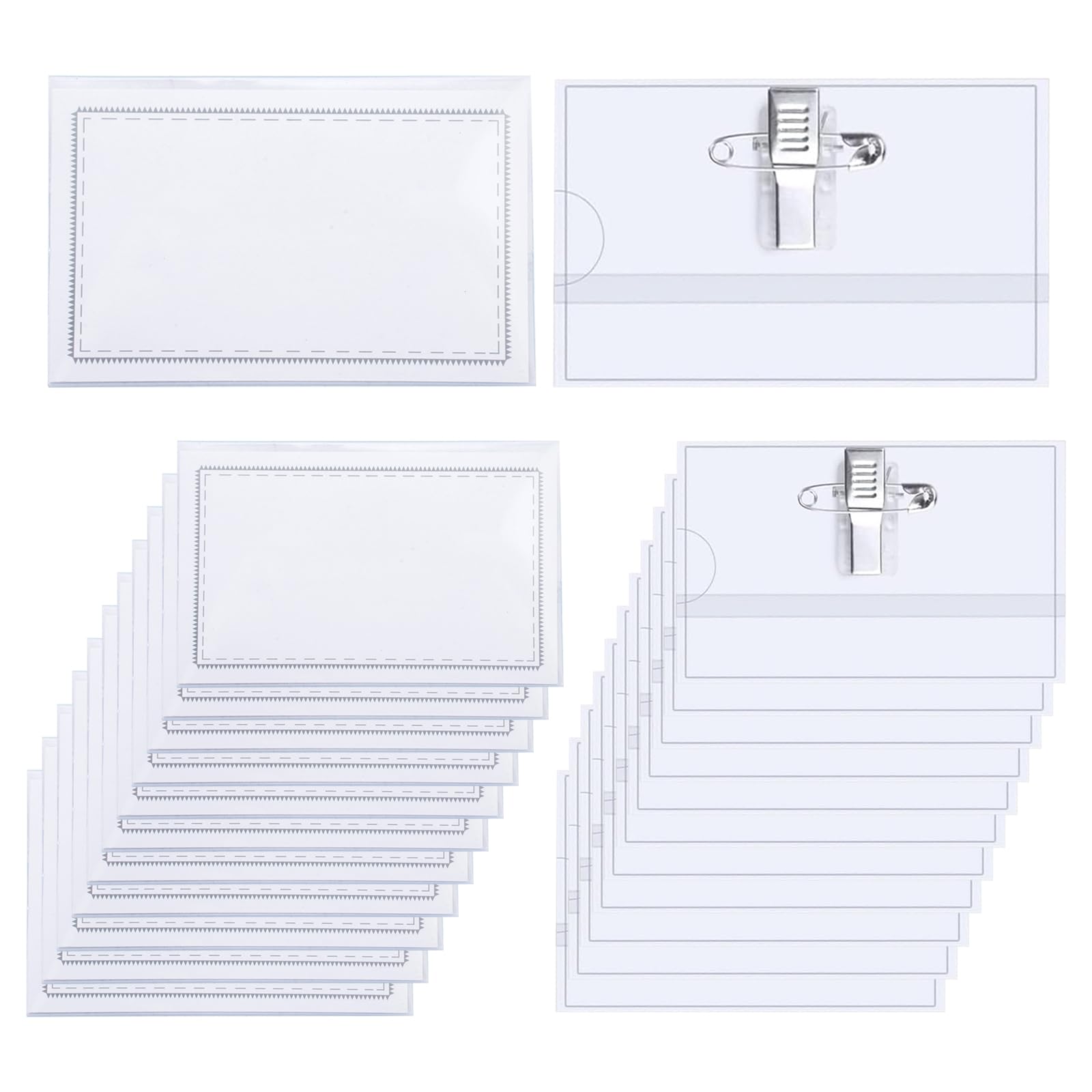 Portabadge Impermeabili Orizzontale Plastica con Clip e Spilla 9x5,6 cm per Infermiere Scuole Ufficio