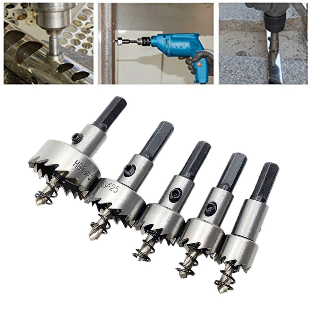 5PCS 16-30MM HSS High Steel Drill Bit Heavy Duty Hole Set for Plastic Aluminum Iron Sheet Pipe 16mm/ 18. 5mm/ 20mm/ 25mm/ 30mm- Drill Bit