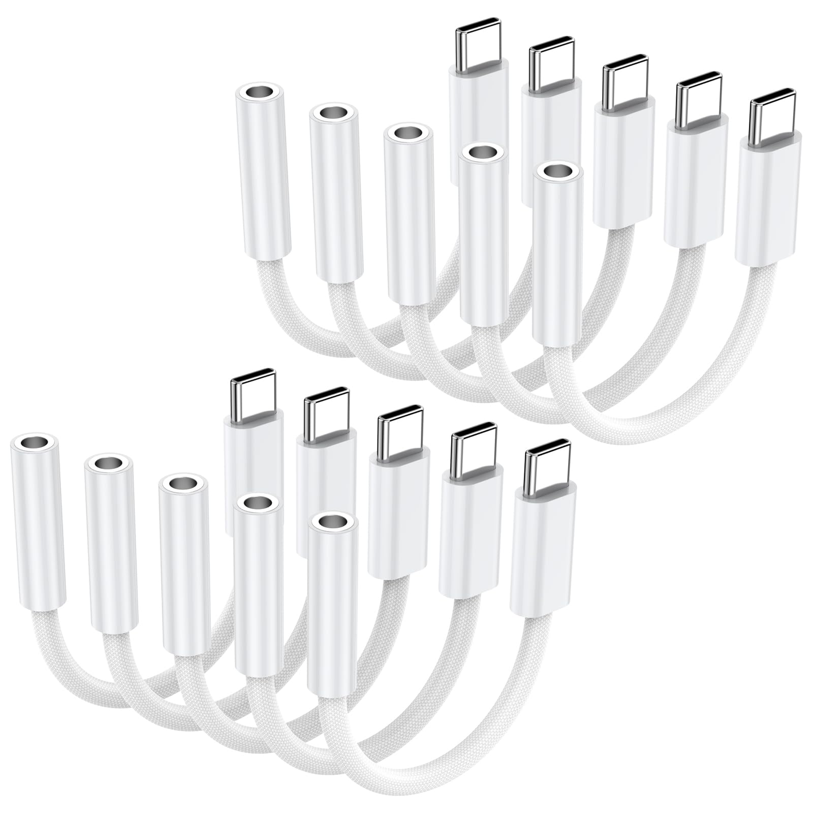 10 Pack USB C to 3.5 mm Jack Adapter, 3.5mm 1/8 Inch Aux to USB C Audio Headphone Jack Adapter Compatible with iPhone 17/16/15, iPad Pro, SMSUNG Galaxy S25 S24 S23 Ultra, Pixel 10/9/8
