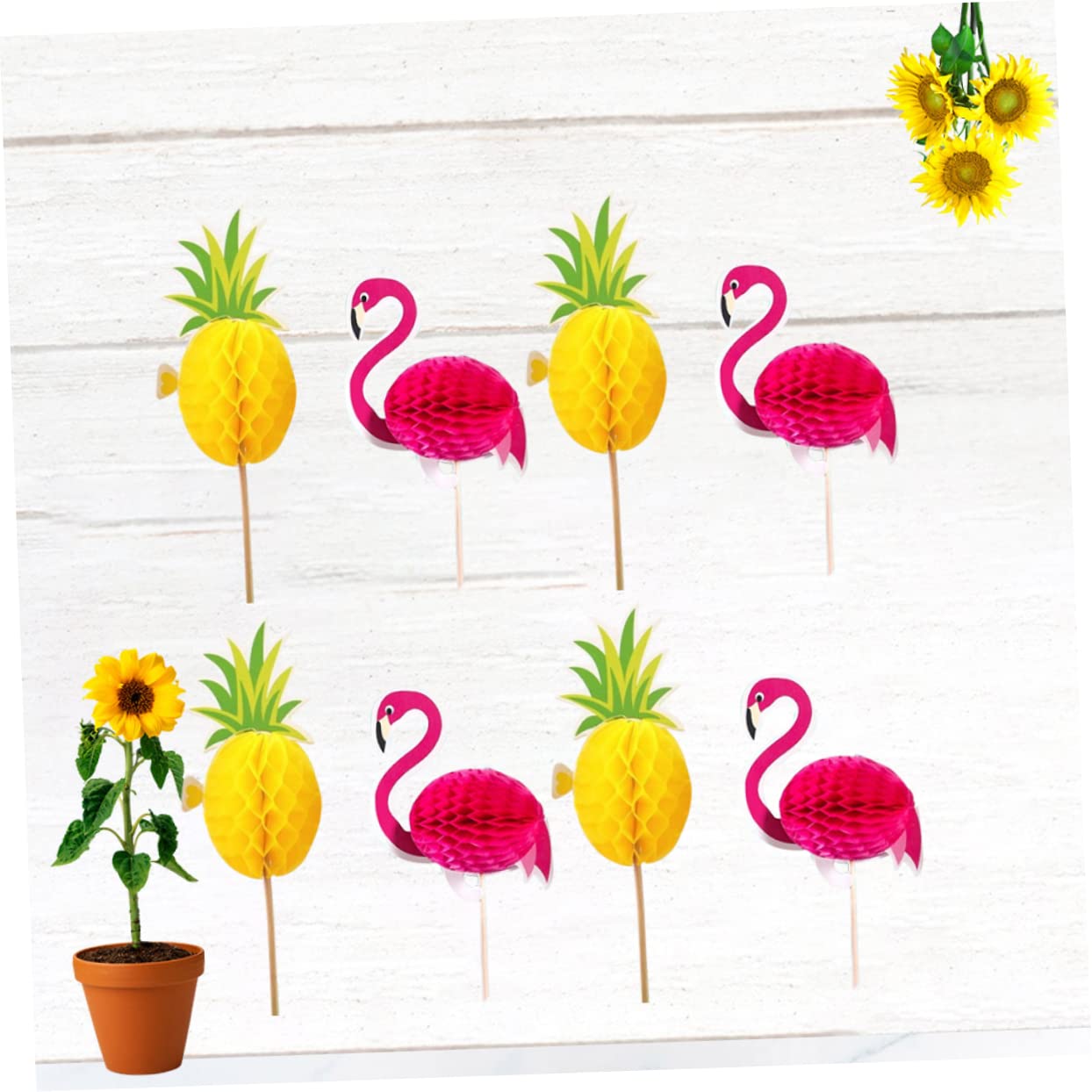 ibasenice 20pièces Piques à Gâteaux Ananas Flamant Décorations pour Cupcakes De Fête Pics à Gâteaux pour Anniversaire Décorations pour Desserts