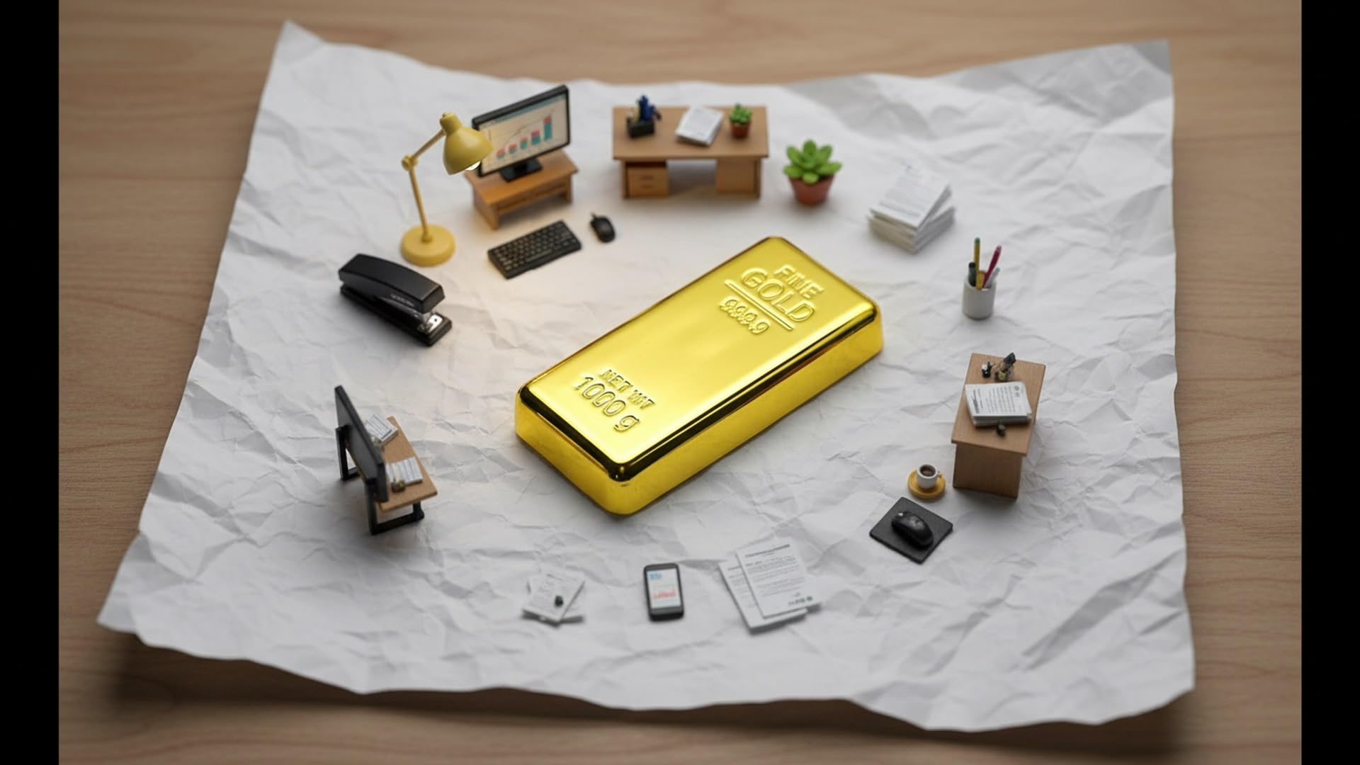 Awestuffs Glittering 24K Gold Finish Metal Bar Paper Weight for Home Office Use & Corporate Gift (1) 2