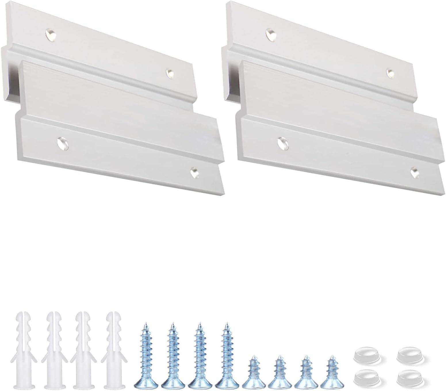 French Cleat Picture Hanger 4 Inches - 2 Pairs - Aluminum Z Hanger Supports 50lbs - Interlocking Wall Mounting Bracket Hardware Kit for Hanging Mirrors, Picture, Shelf, Whiteboard, Art, Frames