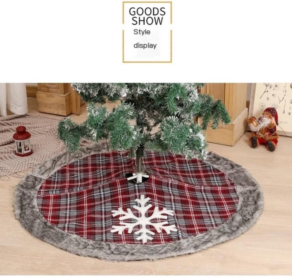 Tree Skirt Christmas Christmas Tree Skirt Plaid Snowflake Tree Skirt Embroidered Christmas Tree Skirt Christmas Tree Decorations Christmas Skirt Tree