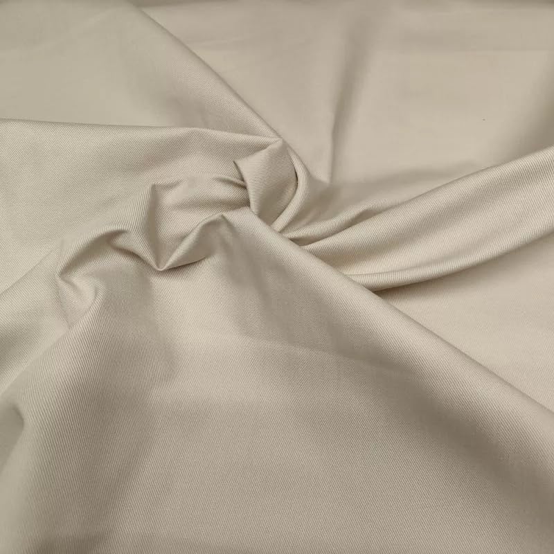 100% Cotton Drill Fabric Twill Weave for Clothing Quilting Craft Quilting (Stone,1 Metre)-Discount Fabrics LTD