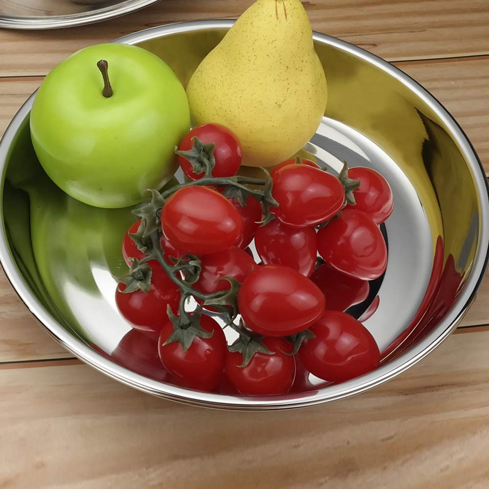 Stainless Steel Round Plate Durable Food Serving Tray For - View #2
