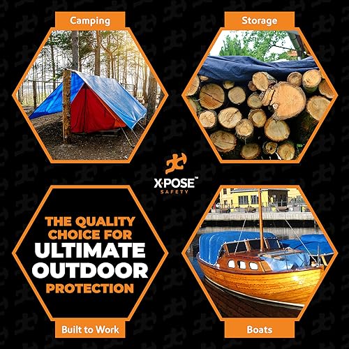 Image of Better Blue Poly Tarp 40' x 60' - Multipurpose Protective Cover - Lightweight, Durable, Waterproof, Weather Proof - 5 Mil Thick Polyethylene - by Xpose Safety