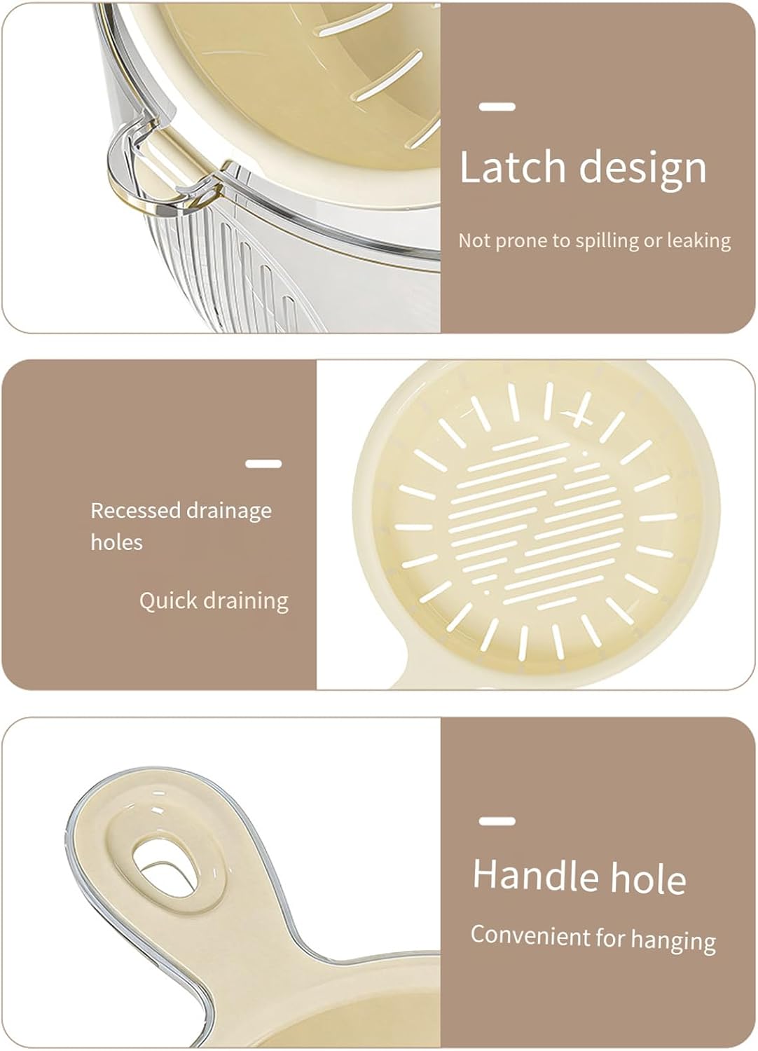 Layer Vegetable Fruit Washing Basket with Drain Holes for Efficient Kitchen Use Double Layer Drain Basket