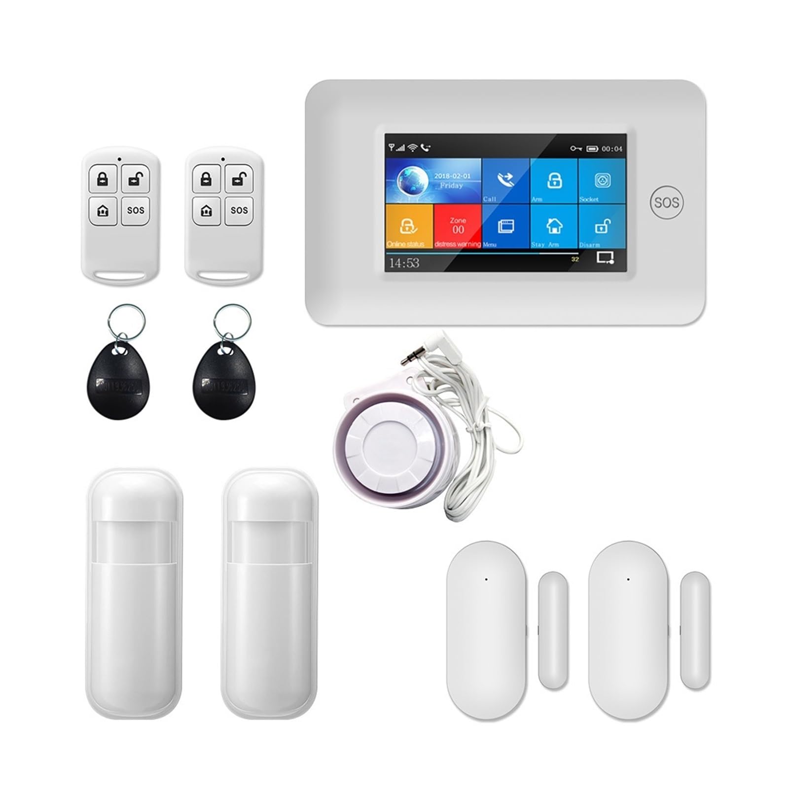 WIFI+GSM GPRS Wireless Home Security Burglar Alarm System APP Remote Control Host Remote Monitoring(D)
