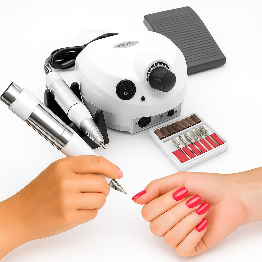 Kit Lixadeira Elétrica Profissional para Unhas Micromotor Com Pedal , Motor Porquinho,