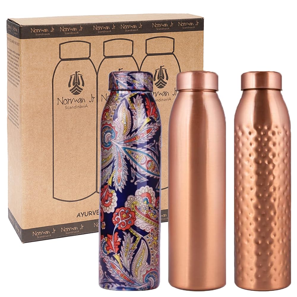 Puur koperen waterfles gehamerd gepolijst ± 750 ml - Koper Specialist