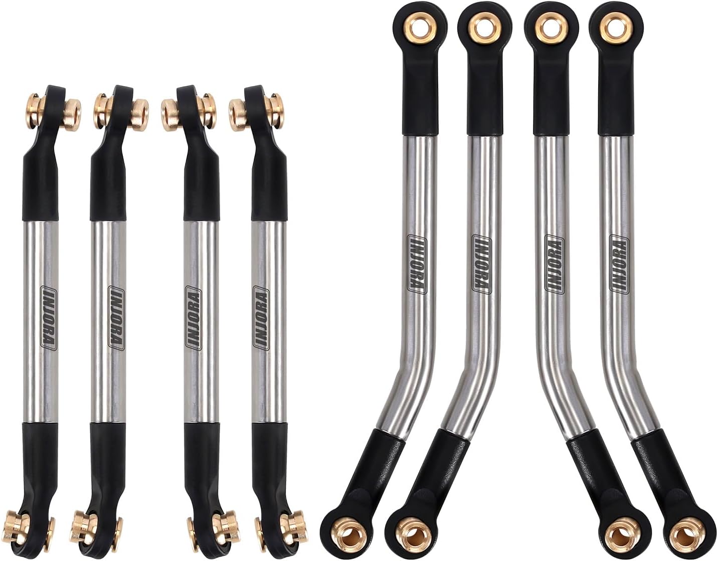 INJORA Stainless Steel High Clearance 4 Links Set for 1/18 RC Crawler FMS FCX18 LC80 Upgrade (FCX18-02)