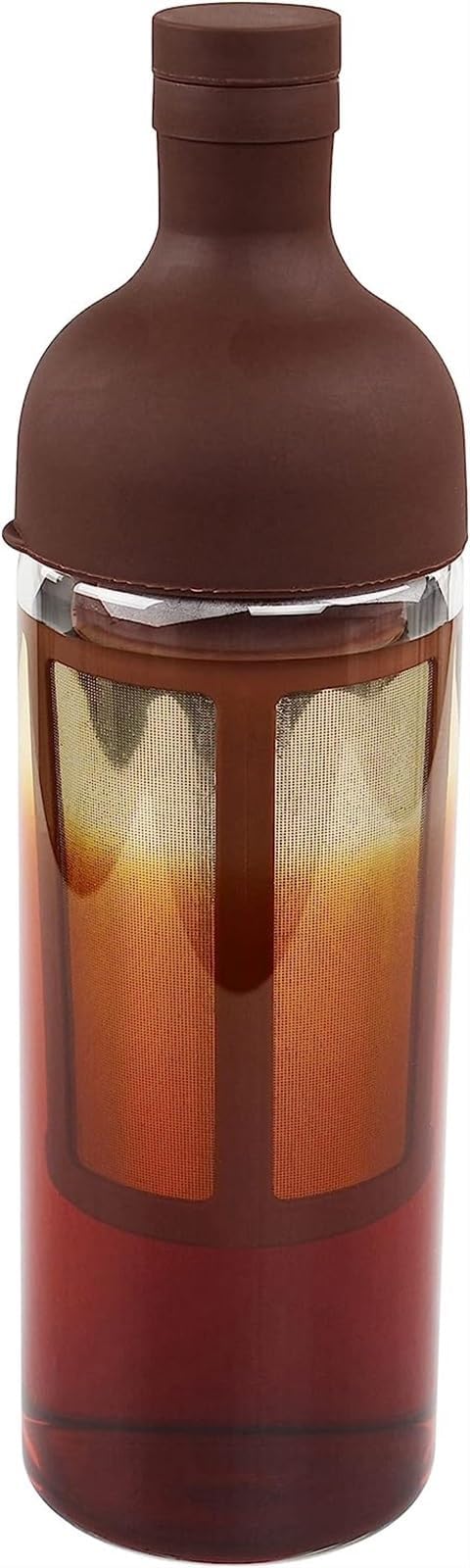 THE WHITE SHOP Iced coffee or tea infuser in the shape of a 35 oz. wine bottle with removable filter - heat resistant glass for easy grip and pouring