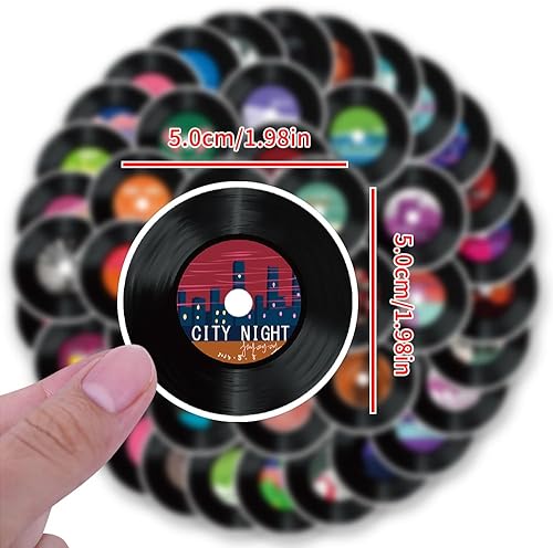 Miniatura 2 de FMOST 50 calcomanías para discos de vinilo, calcomanías estéticas para discos de CD, calcomanías impermeables y coloridas para discoteca,
