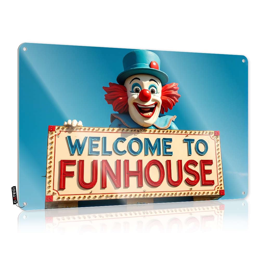 Neon Tin Metal Sign Rustic Must Haves | Welcome To The Funhouse! Faded Metal Wall Decor For Garage Home(30X40CM)