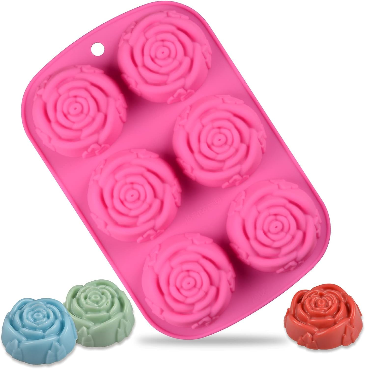 Husaini Mart Silicone Rose Mold 6-Cavity Large Flower Soap Mould ice Cube Mold, Food Grade Jelly Jello Cake Cupake Chocolate, Rose Molds for Candle, Soap, ice, Candy, Pudding, Muffin Mould. (3)