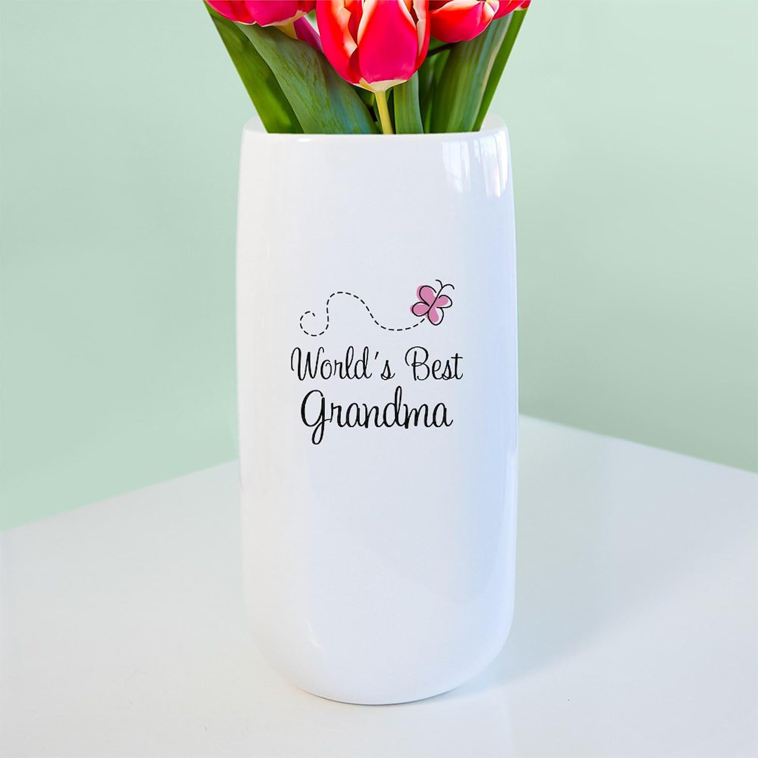 CafePress Worlds Best Butterfly Gift 10" Printed Porcelain Vase for Home Décor
