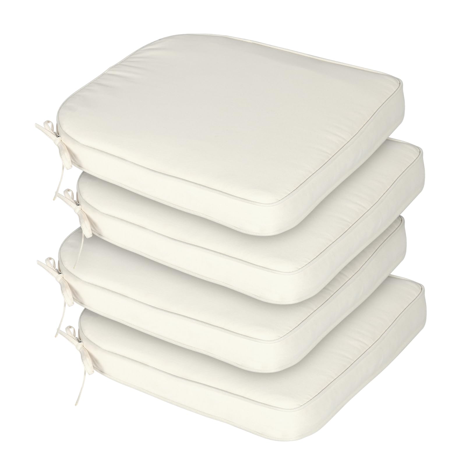 BPS 21 x 21 Inch Outdoor Chair Cushion Set of 4, Fade-Resistant and Water-Resistant Solution-Dyed Polyester Fabric Patio Chair Cushions with Straps