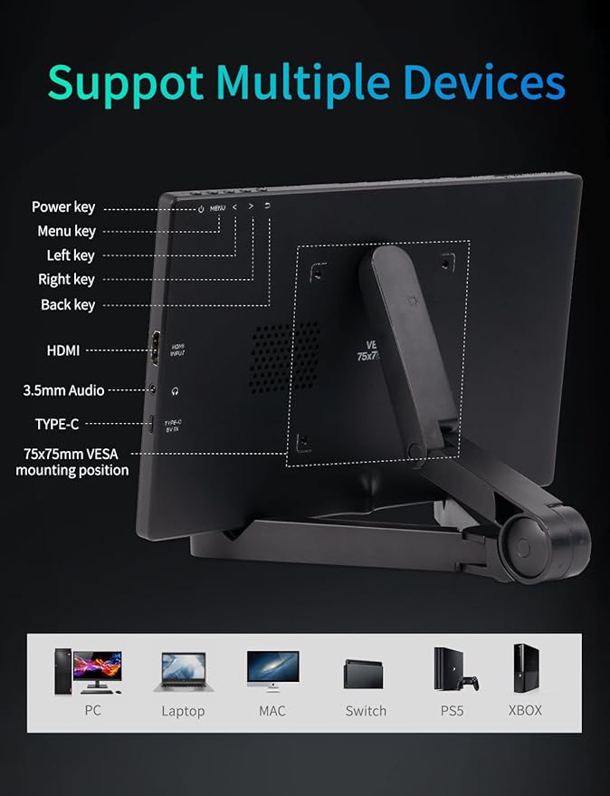 Monitor Portátil Táctil de 10.1 Pulgadas FHD 1920x1200 miniatura 7
