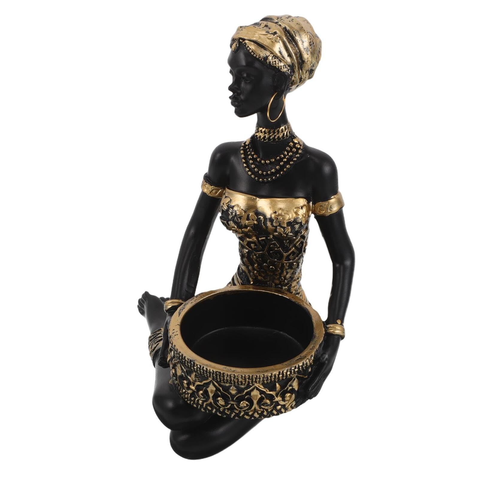 Bandeja para Joyas de Resina Figura Africana Pequeña, Organizador de Joyas Étnico para Pendientes y Collares, Bandeja Plana Decorativa para Tocador y Almacenamiento en Hogar