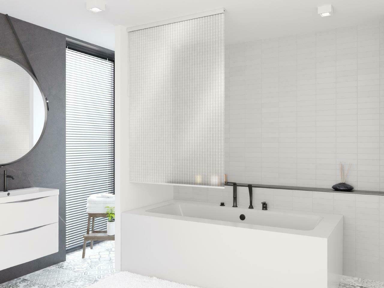 Store de douche semi-coffre/140 cm de large rideau de douche 3D Transparent 140 x 240 cm Store. SHOWER CURTAIN