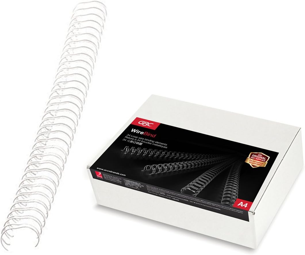 RexelGBC WireBind Binding Wires, 8 mm, 70 Sheet Capacity, A4, White, Pack of 100, RG810570