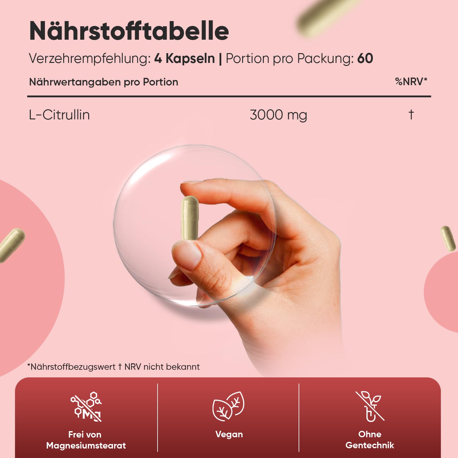 L-Citrullin 3000mg pro Portion - 240 vegane Citrulline Kapseln - 4 Kapseln täglich - Frei von Magnesiumstearat & Gentechnik - WeightWorld