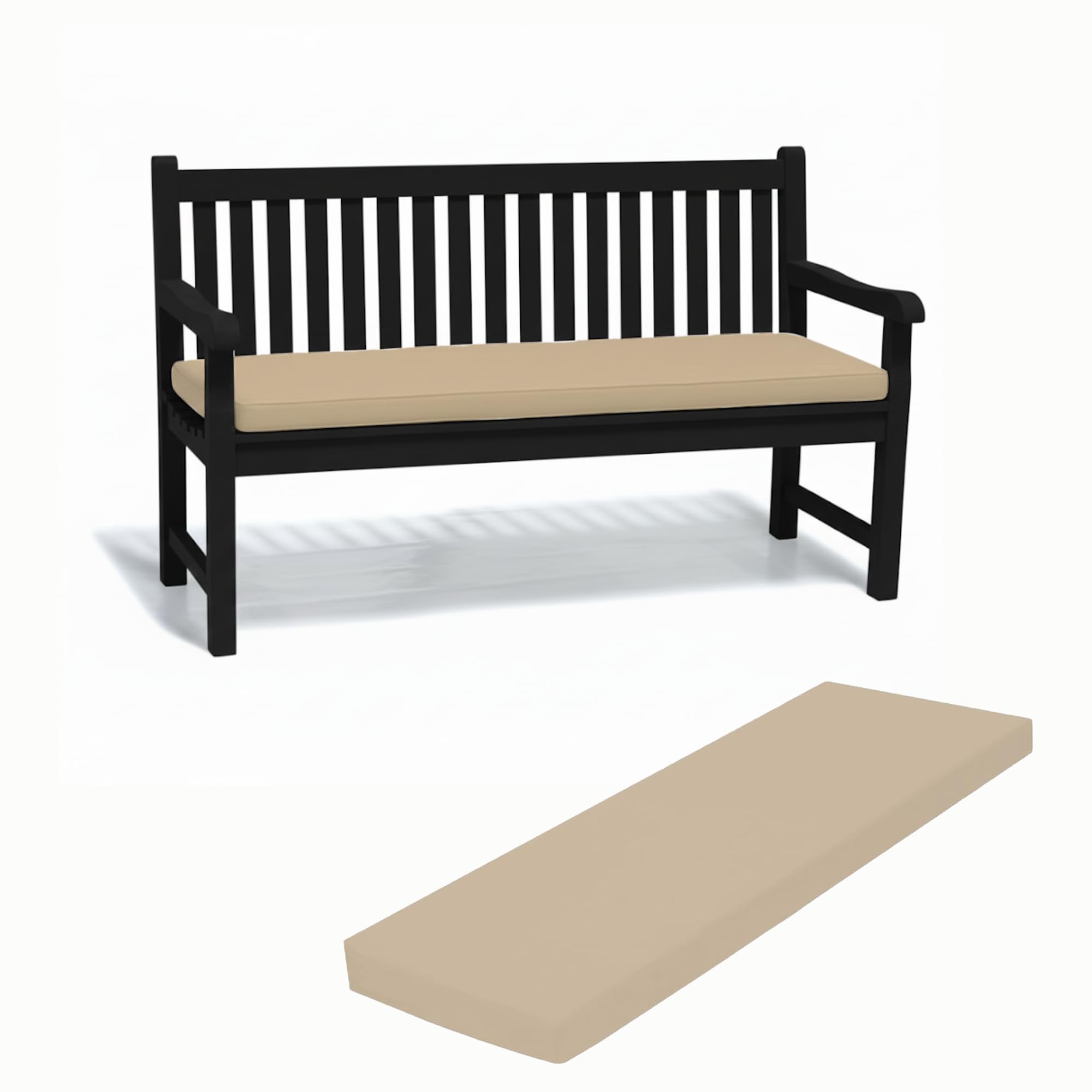 Cuddle Cloud Waterproof Outdoor Bench Cushion for Lawn, Garden & Patio – 2/3/4 Seater Long Bench Seat Pad with Removable Washable Cover (Cream, 3 Seater 140cm x 51cm x 5cm) — image 1