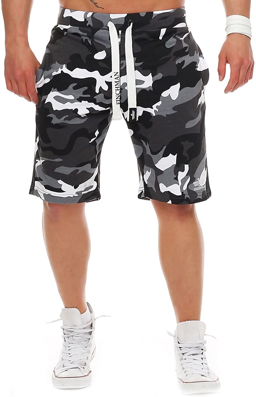 Finchman Pantalones Cortos Deportivos de algodón para Hombres Bermuda Sweatpant