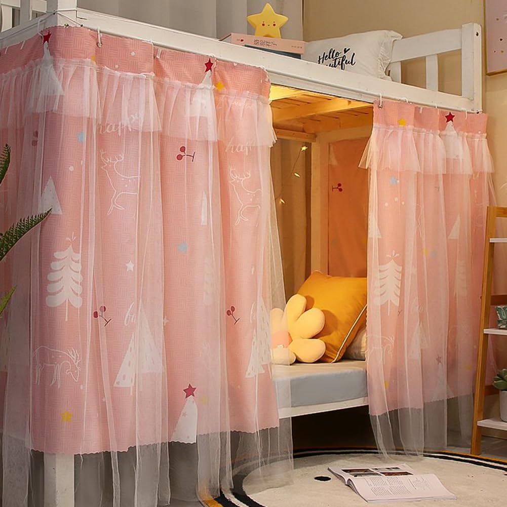 haozaikeji Bottom Bunk Bed Curtains Single Bed Tent Curtain Blackout Bed Drapes Dustproof Dormitory Bed Canopy Students Shading Bedding for Single Sleeper Loft Bed