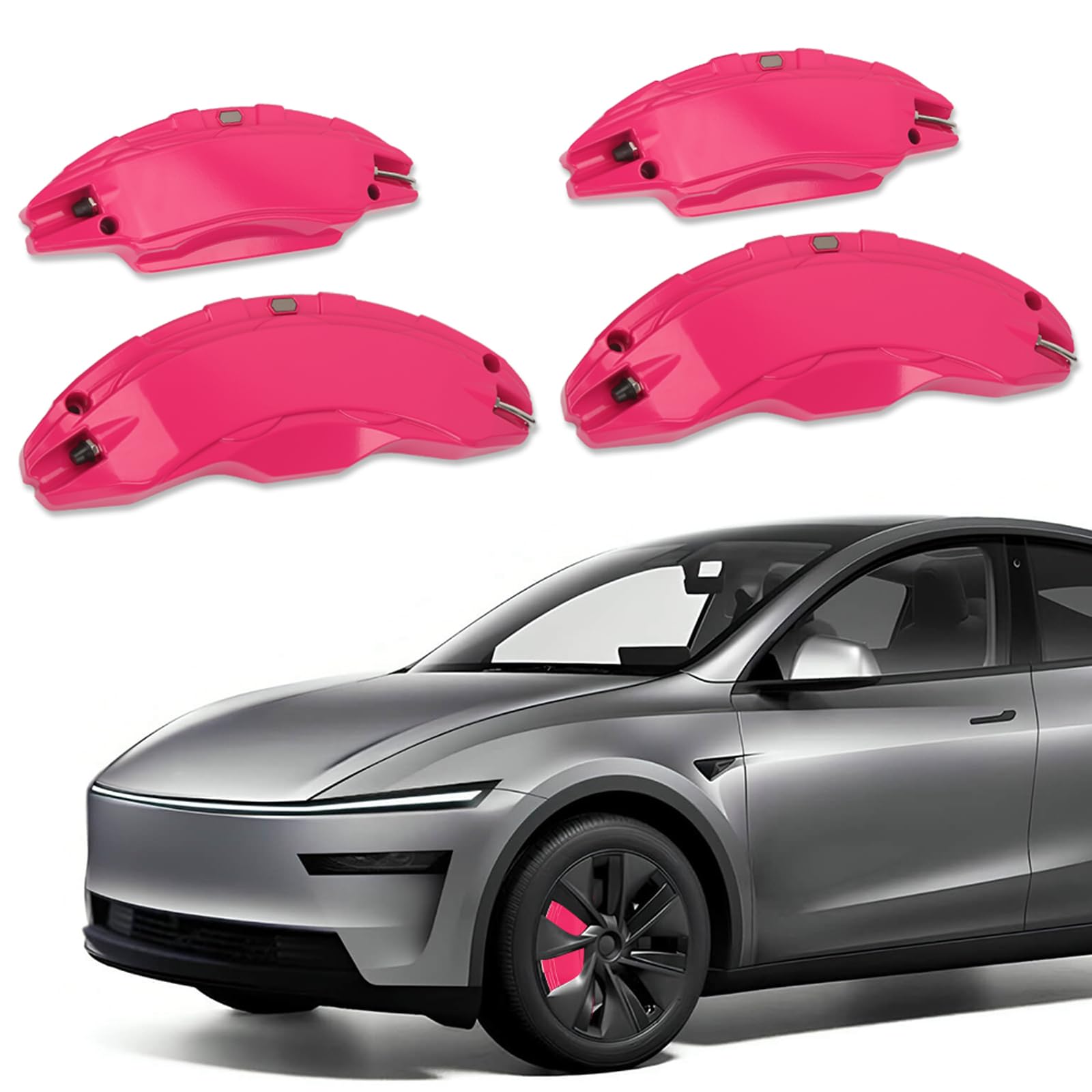 Brake Caliper Covers Compatible with Tesla Model Y Juniper 2025-2026, 19 20 Inches Front and Rear Brake Wheel Hub Brake Caliper Covers 4 Pcs For Model Y Juniper Accessories Beetroot Purple