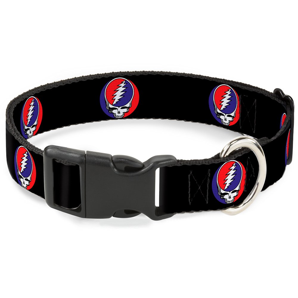 Buckle-Down Dog Collar Plastic Clip Steal Your Face Repeat Black Color 16 to 23 Inches 1.5 Inch Wide