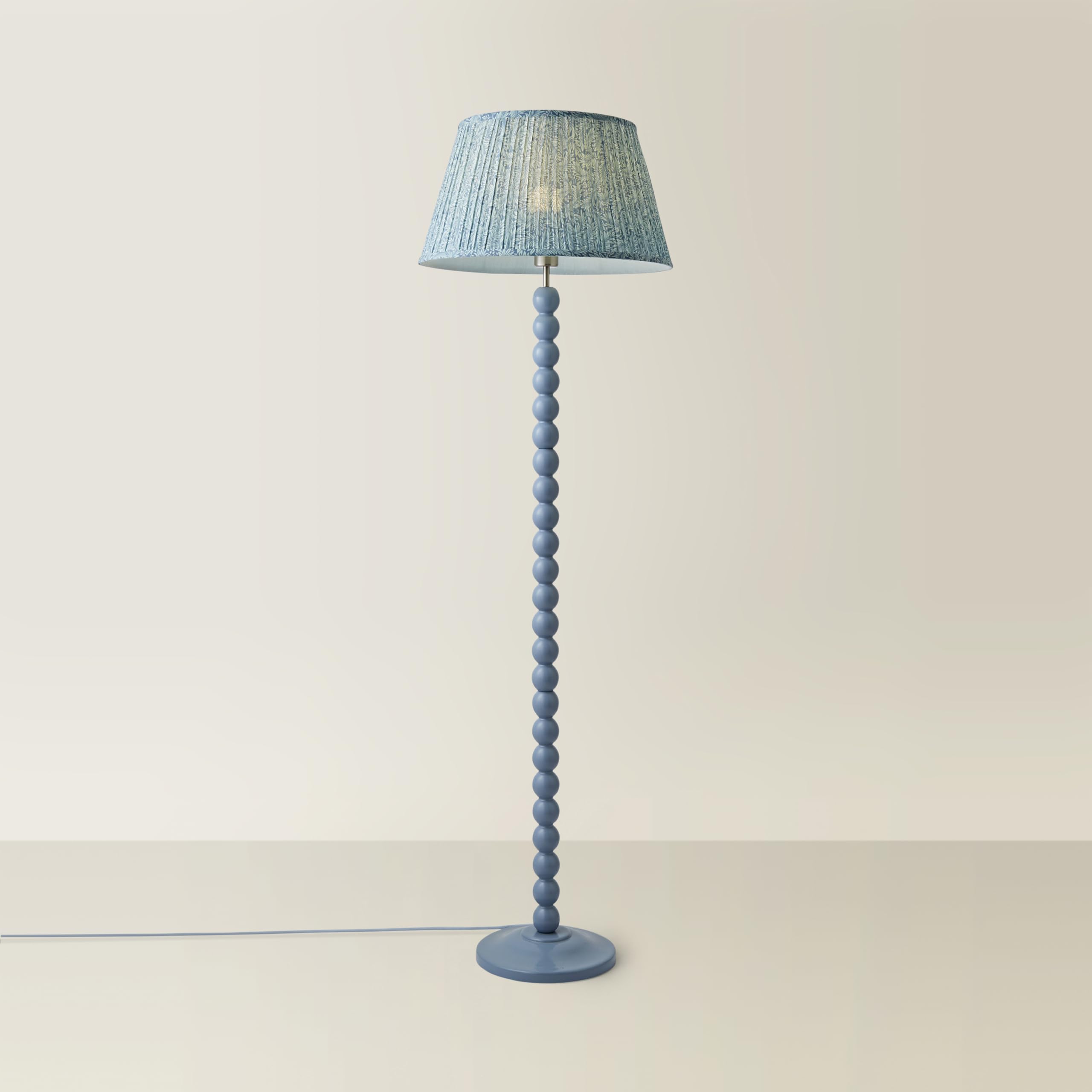 ValueLights | Bobbins Pastel Blue Floor Lamp with Leaf Pleated Shade | Floor Lamps & Home Improvements Essential