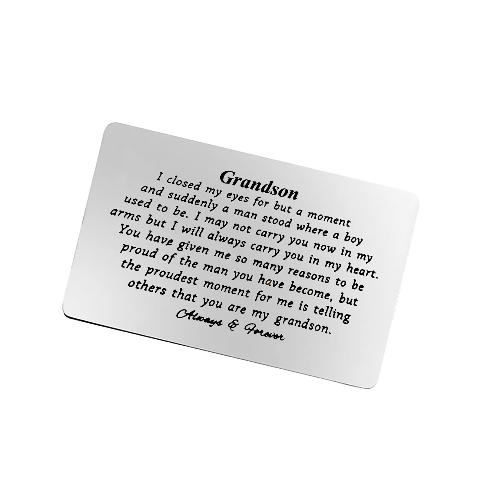 Amazon.com : Grandson Gifts from Grandma and Grandpa Engraved Wallet Insert  for Grandson Happy Birthday Gifts Grandson Graduation Card for Him Wedding  Christmas Inspirational Quote Message Gift : Office Products