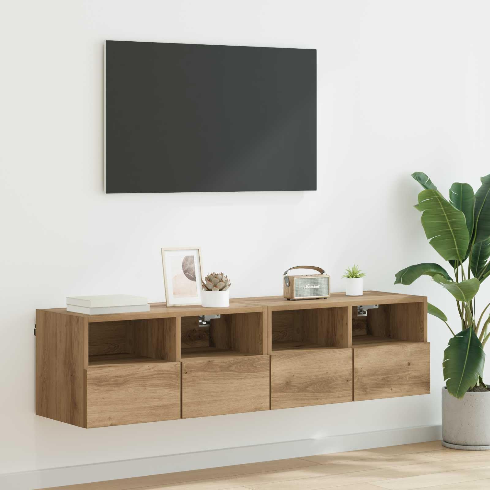 Szafka pod telewizor naścienny, 2 sztuki rękodzieła, 60 x 30 x 30