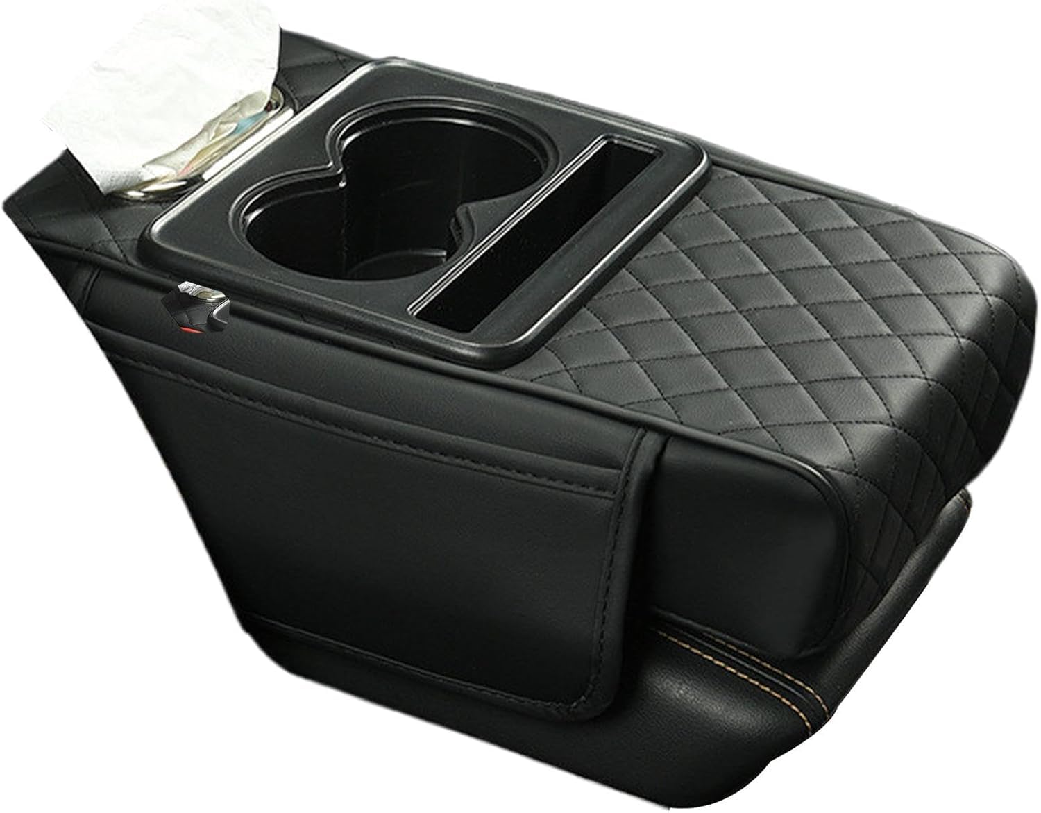 Tryagat 1 Pack Car Center Console Cover for Leapmotor T03, Armrest Box Protector with Integrated Cup Holder Tissue Storage Pocket
