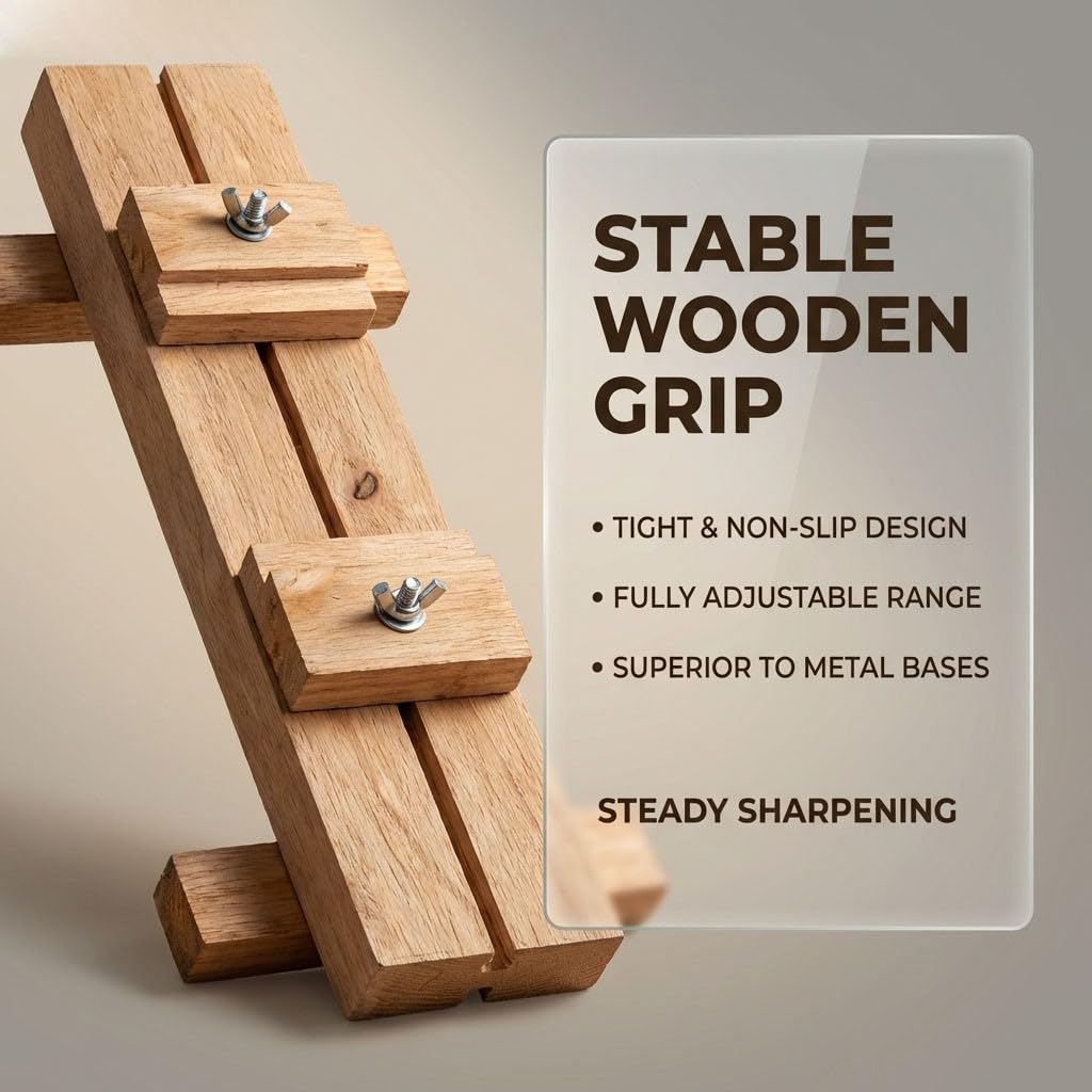A Doppio Strato Supporto per Pietra per affilare in Legno per affilare in Legno, Antiscivolo, Regolabile Supporto Pietra focaia Stabile Supporto per Pietra affilatrice, 50x7cm