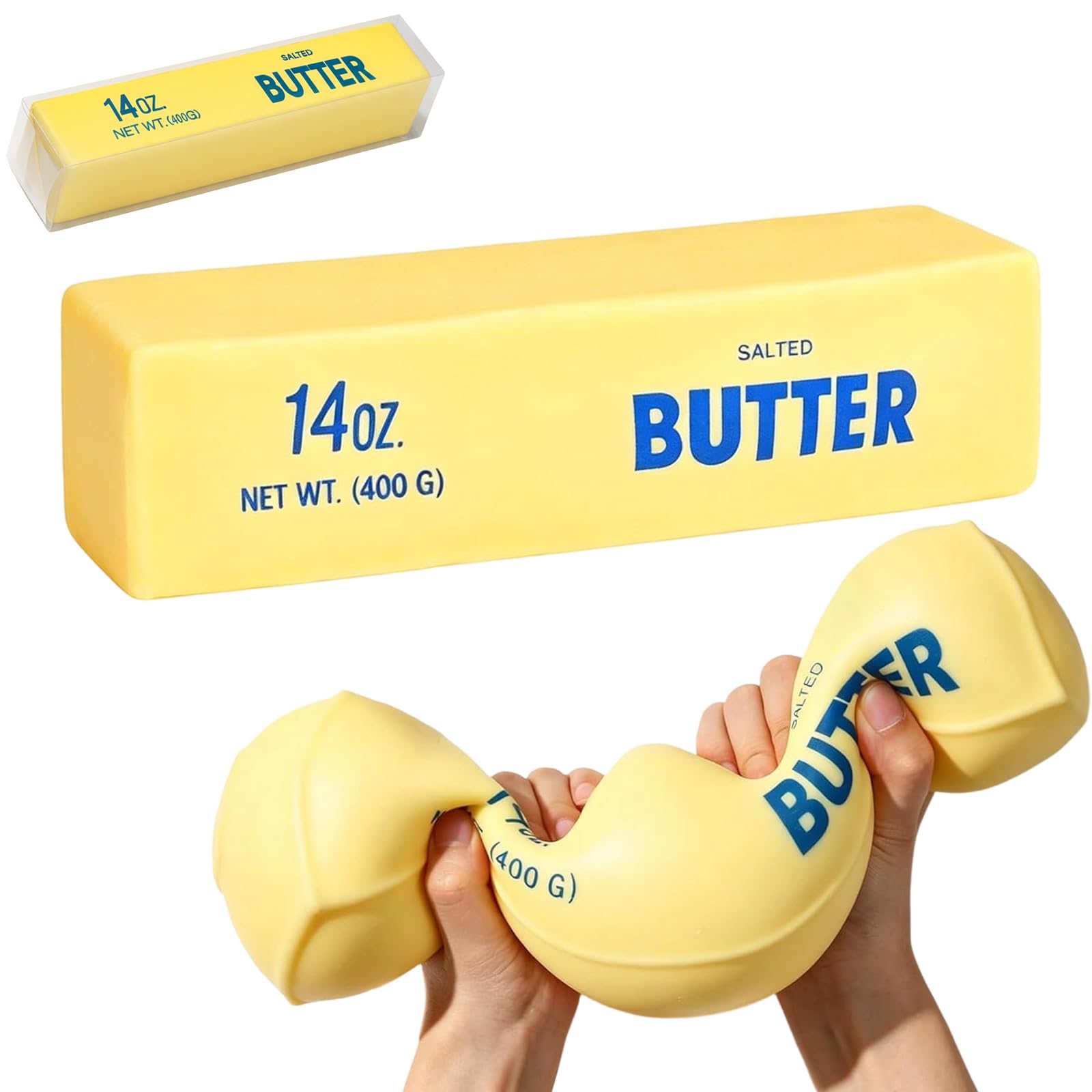 Giant Butter Squishy 2026 New 14oz TPR Butter and Cheese Squishy Soft Squeeze Stress Balls for Stress Relief Anxiety Sensory Gifts for Adults Anxiety Relief Party Favors (1pcs) — image 1