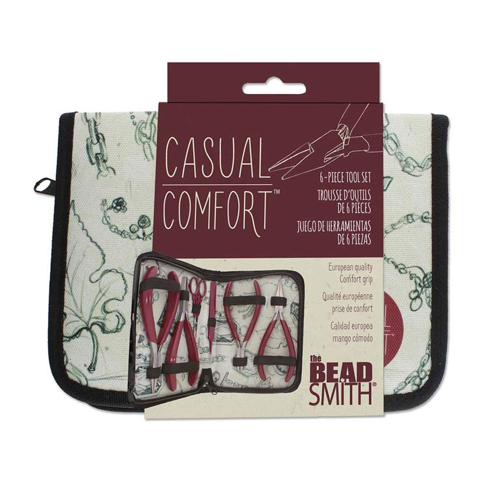 The Beadsmith 6-teiliges Werkzeug-Set – 152 mm Schmuckherstellungs-Set, inklusive Kette, runder und flacher Nase, Bündigschneider, Schere und Pinzette mit Etui