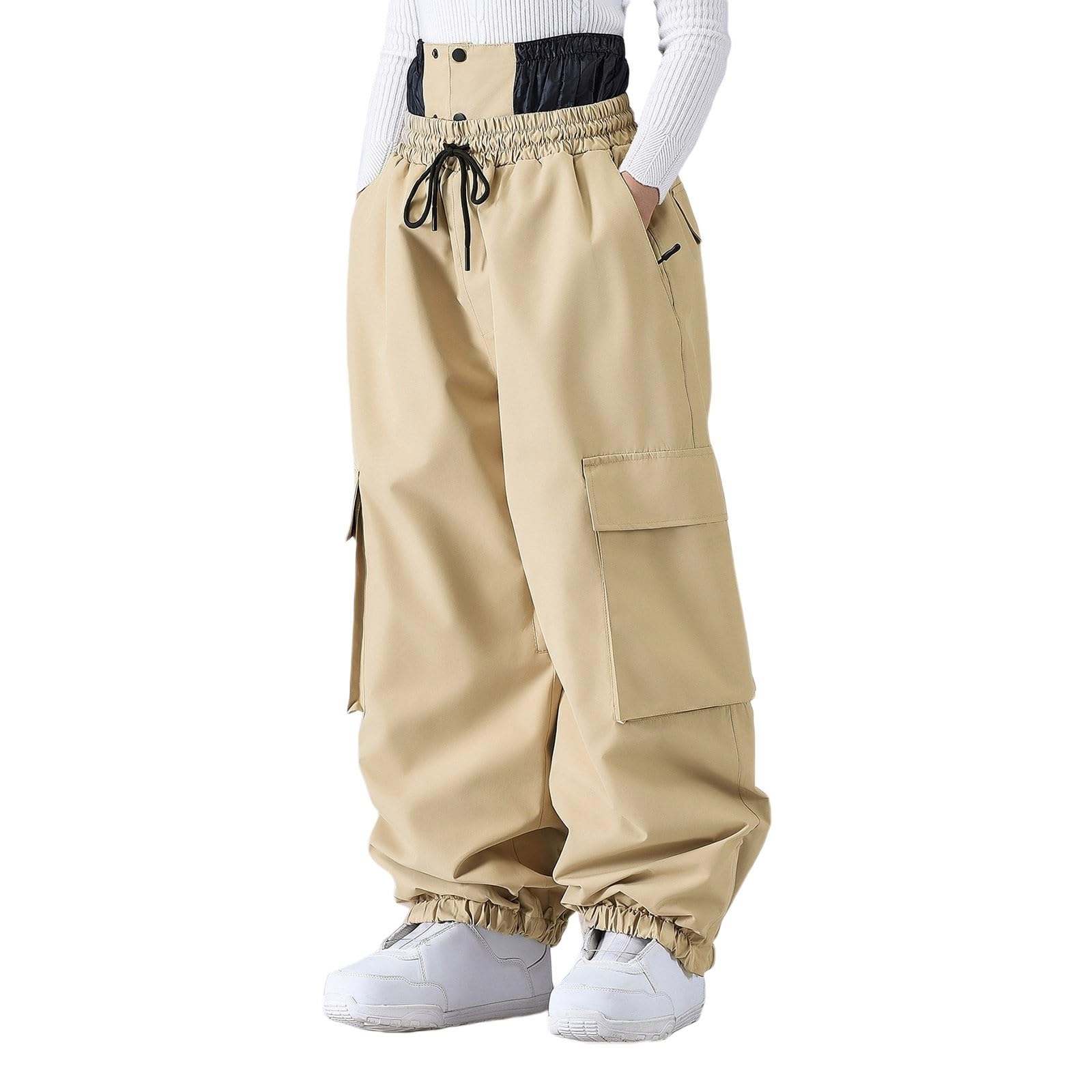 Générique Pantaloni da uomo per snowboard comodi e resistenti all'acqua pantaloni da neve larghi e caldi da donna in vita elasticizzata per l'inverno pantaloni sportivi all'aperto funzionali