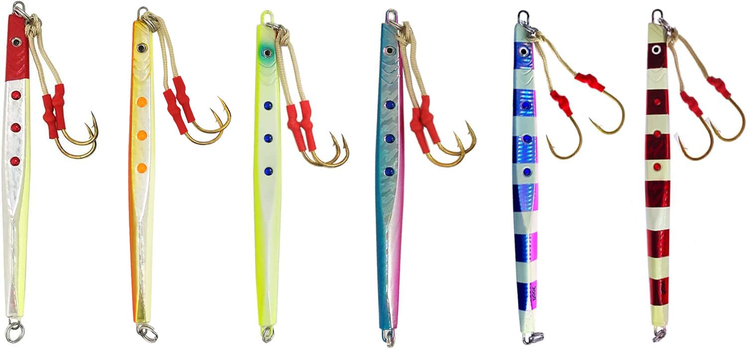 Amazon.com : Speed Jigging Jigs 10oz 300g, 6 Pcs with Lure Bag