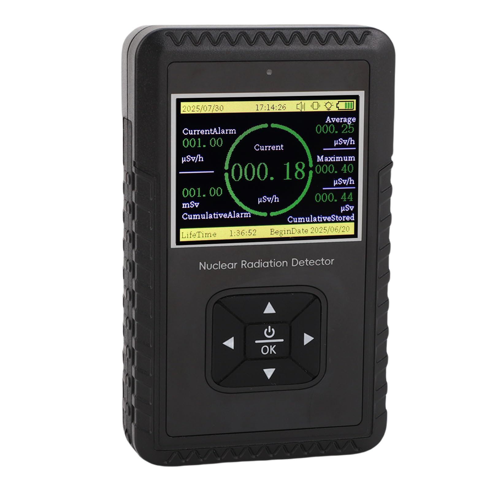 Hand-Nuklearstrahlungsdetektor oder Beta-Gamma-X-Dosimeter |Dreifaches Alarmsystem mit LCD-Display, Ton-Licht-Vibrationsalarm, Tragbares Strahlungsmessgerät für Sicherheit