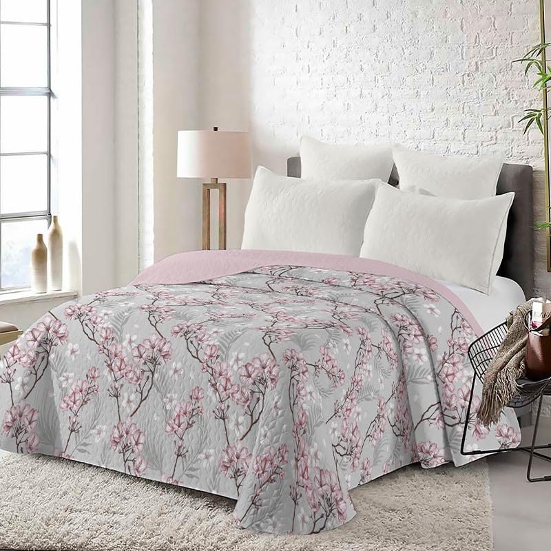 Rufino Díaz Colcha Bouti Termosellada Estampada Reversible Maggie (Gris   90 cm)   para una sensación acogedora y de Confort   Tejido Suave, Agradable y Resistente