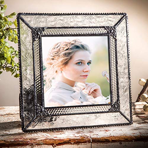 J Devlin Art Glass ガラス フォトフレーム 写真立て J Devlin Glass Art - Peach & Ivory Stained Glass Photo Frame