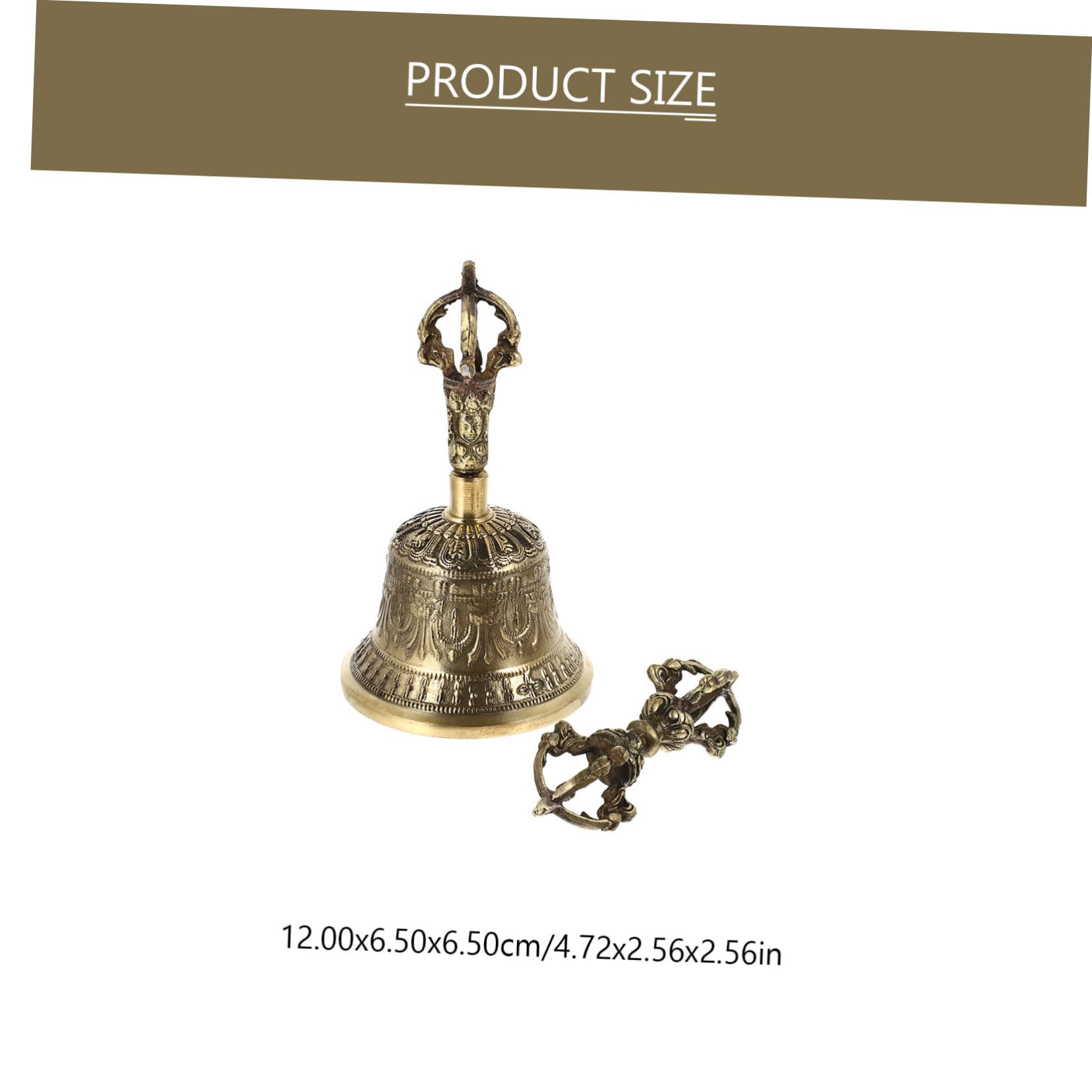 ibasenice 1set Campana Tibetana Rame Portatile Con Dorje Per Cerimonie Buddiste e Meditazione Suono Intenso e Design Ergonomico Di Accessorio Essenziale Per Pratiche Spirituali