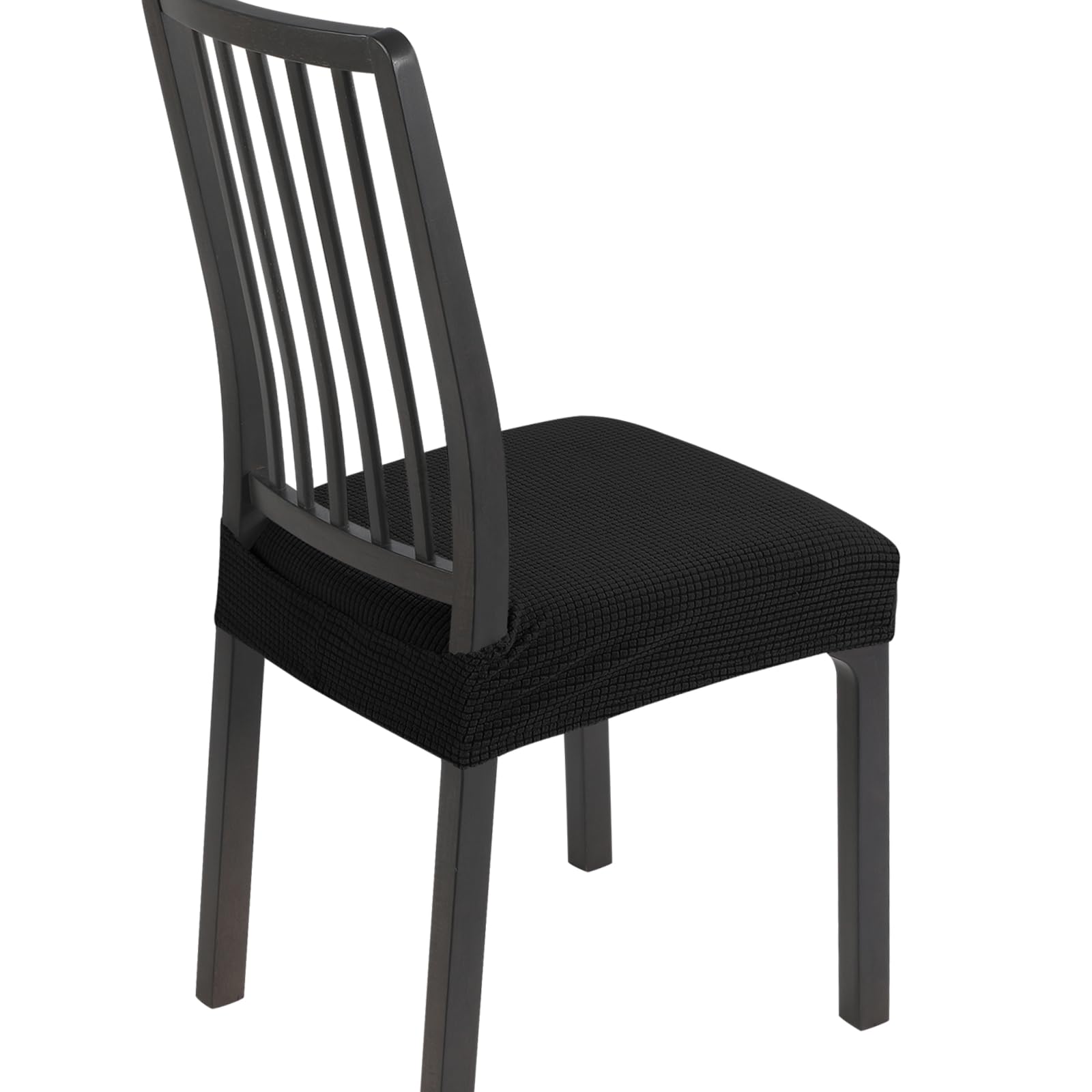 SearchI Dining Chair Seat Covers Set of 4, Rear Covered, Waffle Black