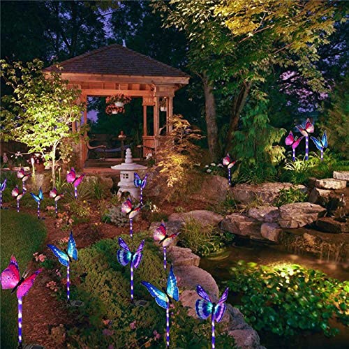 Luci Solari da Giardino, 5m 12 LED fibra ottica a forma di farfalla per