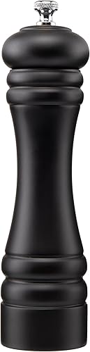 Black Pepper Mill Salt Grinder Refillable, Adjustable Coarseness Ceramic Grinding Mechanism for Home, Kitchen, Barbecue, Party-8 inch (Black+ Silver)