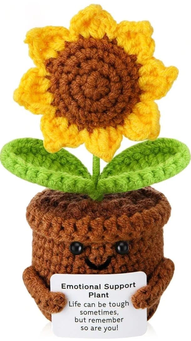 CHERIOT Positive Crochet Sunflower | Handmade Emotional Support Crochet Flower Pot | Crochet Gifts for Home, Office Desk & Car Dashboard Decor-image-47