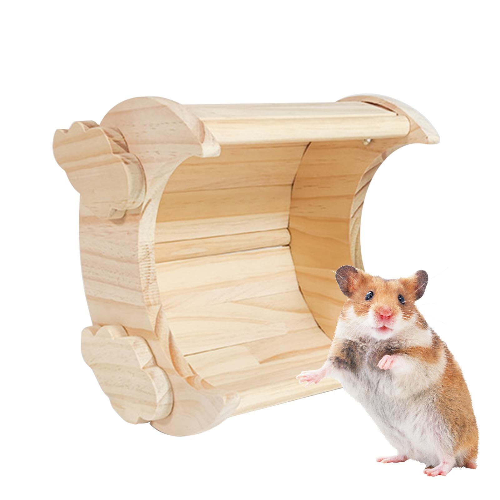 Casa de madera para chinchilla con diseño de luna para hábitat natural de roedores