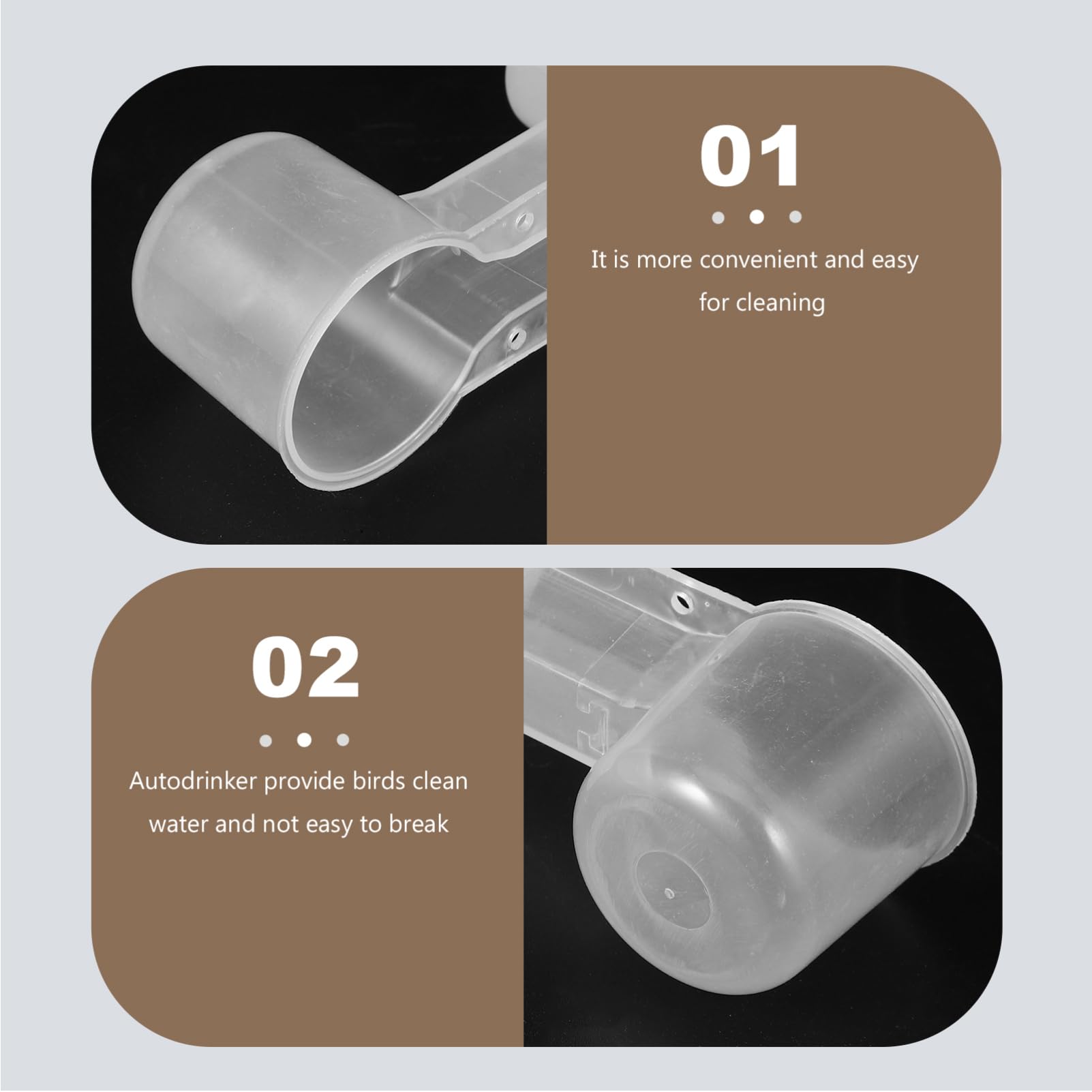 Abaodam Dispenser per Bere Doppia Bocca per Piccioni e Pappagalli in Plastica Bianca Facile da Pulire, Bevitore Automatico per Negozio di Animali e Casa